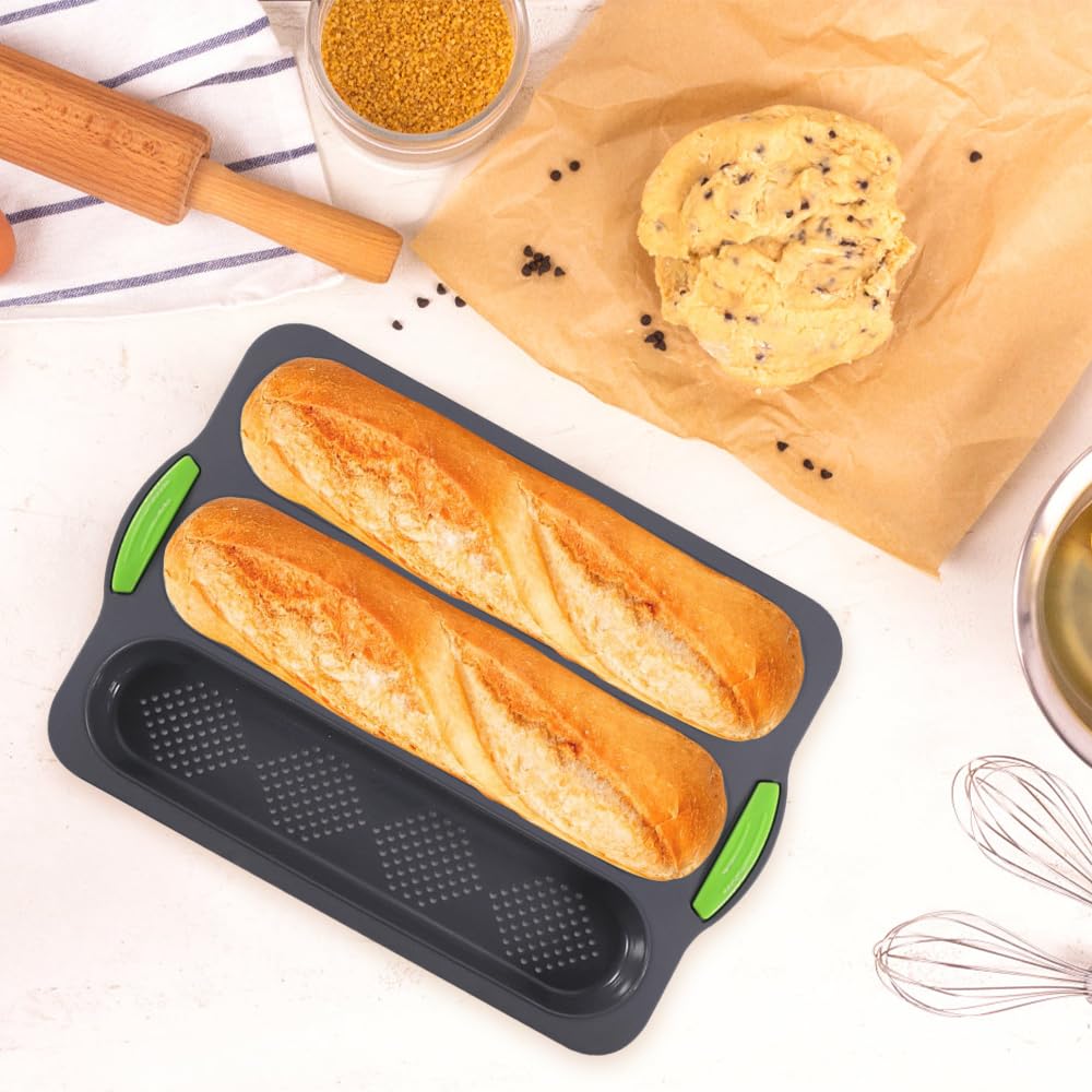 1 Pieza Bandeja para Hornear Baguette, Molde para Hornear en Rollo, Molde para Hornear Baguette Molde para Rollo Baguette, para Hornear DYI en Casa Gris (3)
