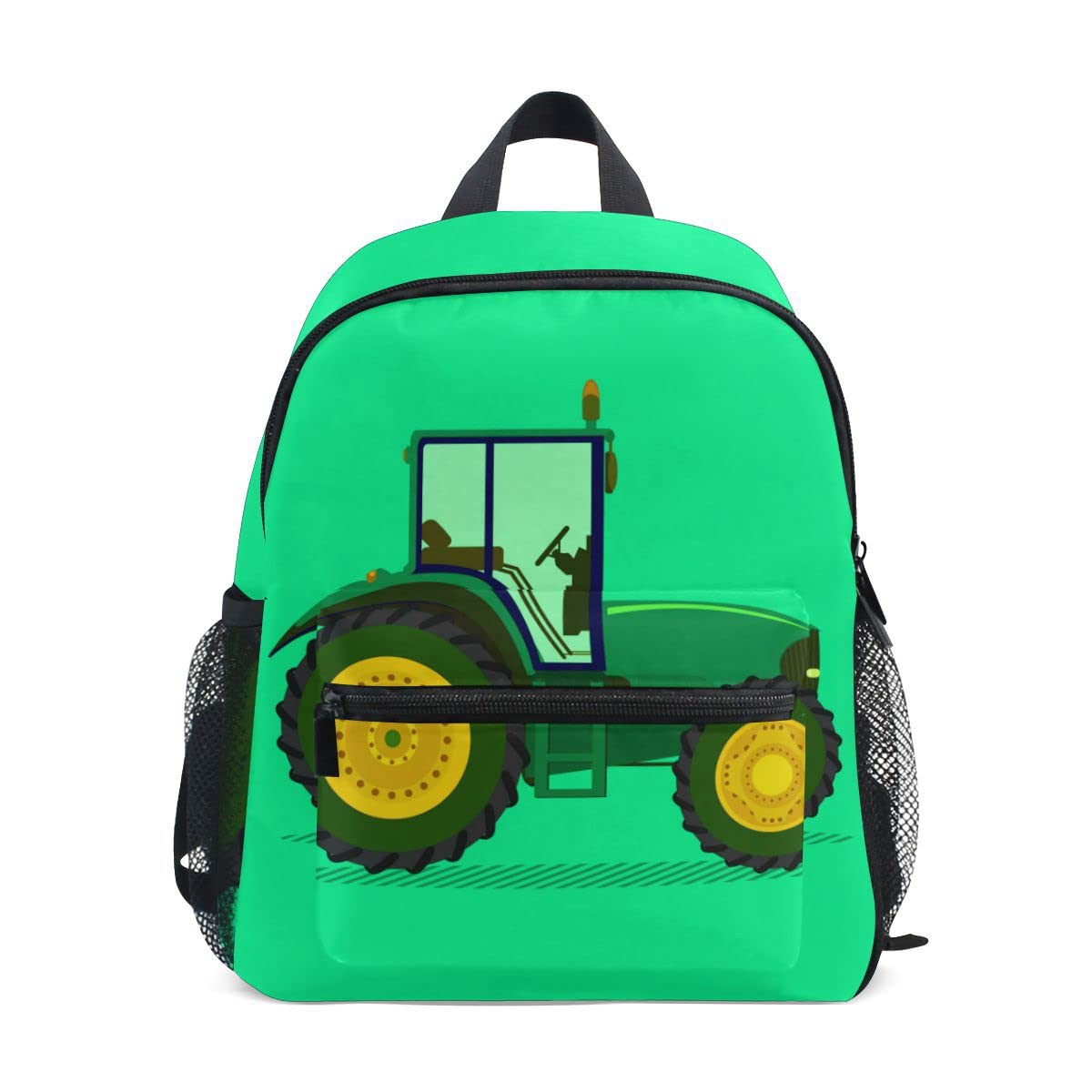 Fisyme Toddler Backpack Tractor Green School Bag Kids Backpacks for Kindergarten Preschool Nursery Girls Boys, S