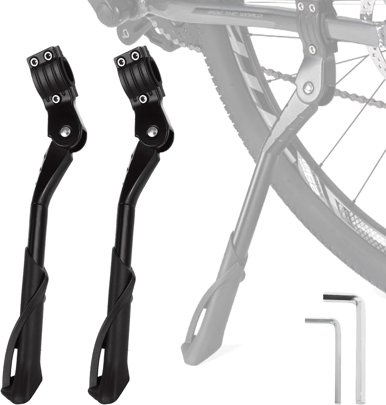 DAJAVE 2 Pack Adjustable Bike Kickstand Heavy Duty Bicycle Stand Kick Universal Bike Stand Kick Fits for 24-29 Inches Mountain Bike,Road Bike and Folding Bike