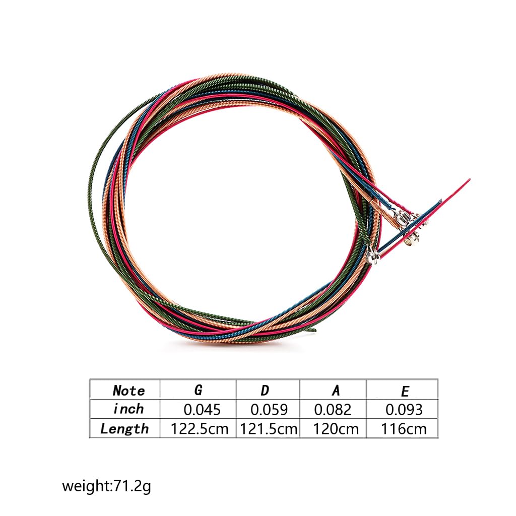 RuiJOTWAT Bass Strings 4 String Colorful Bass Strings Set for Electric Bass Guitar Parts