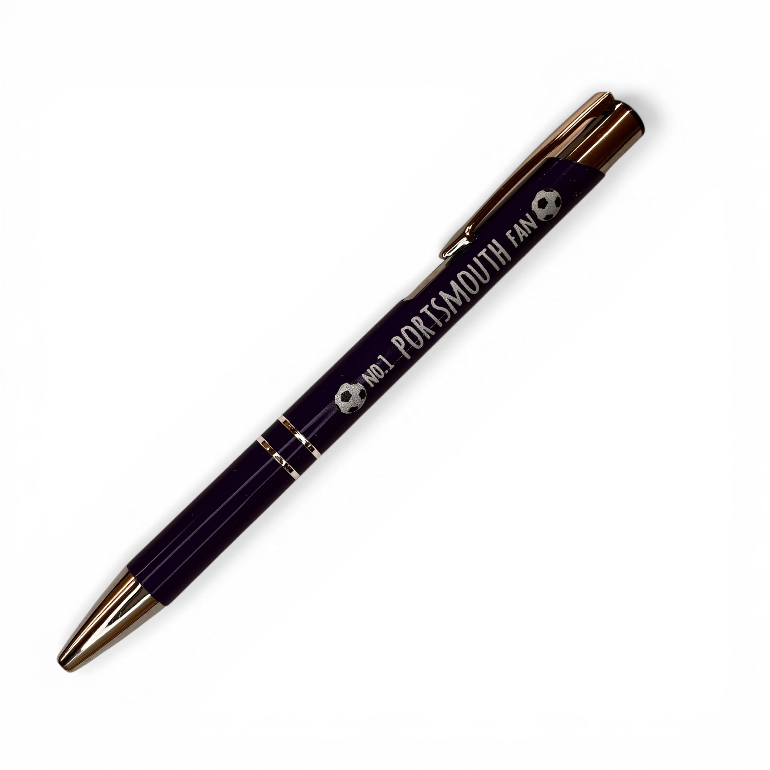 WHITE COTTON CARDS Portsmouth Pompey FC No. 1 Football Sport Fan. Recycled Aluminium Ballpoint Pen. Team Name Colour. Stocking Filler Writing Novelty Gift (PEN-94)