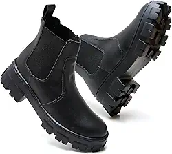 Bota Feminina Tratorada Coturno Chelsea Cano Curto Estilo e Conforto Urbano Casual Botinha Estilosa Elástico Lateral