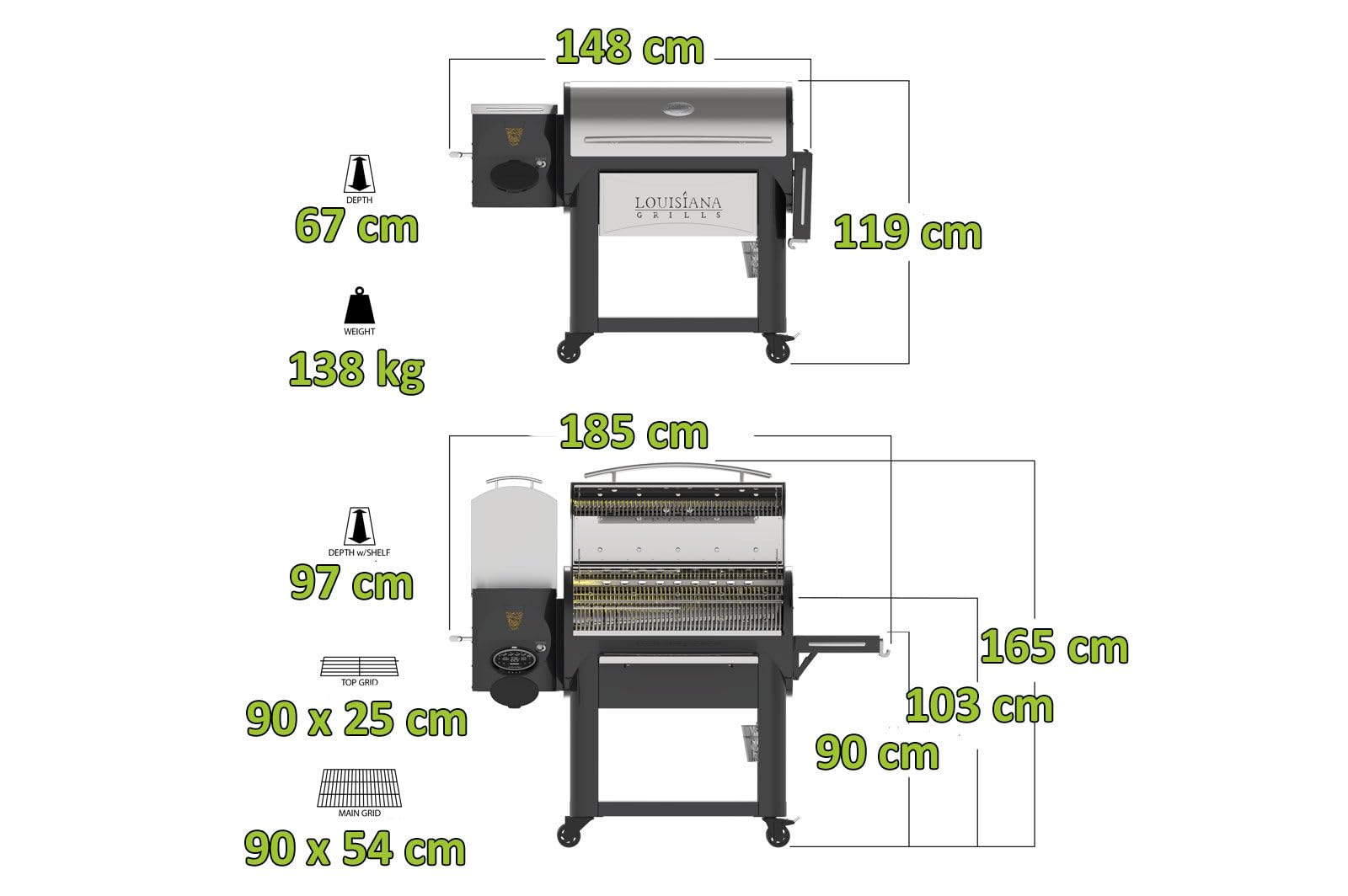Barbecue à Pellets LG1200 Louisiana Grills Founders Legacy, Grill à Pellets, Barbecue, Écran Tactile Numérique Programmable avec Wifi et Bluetooth, Deux Sondes Thermiques Programmables