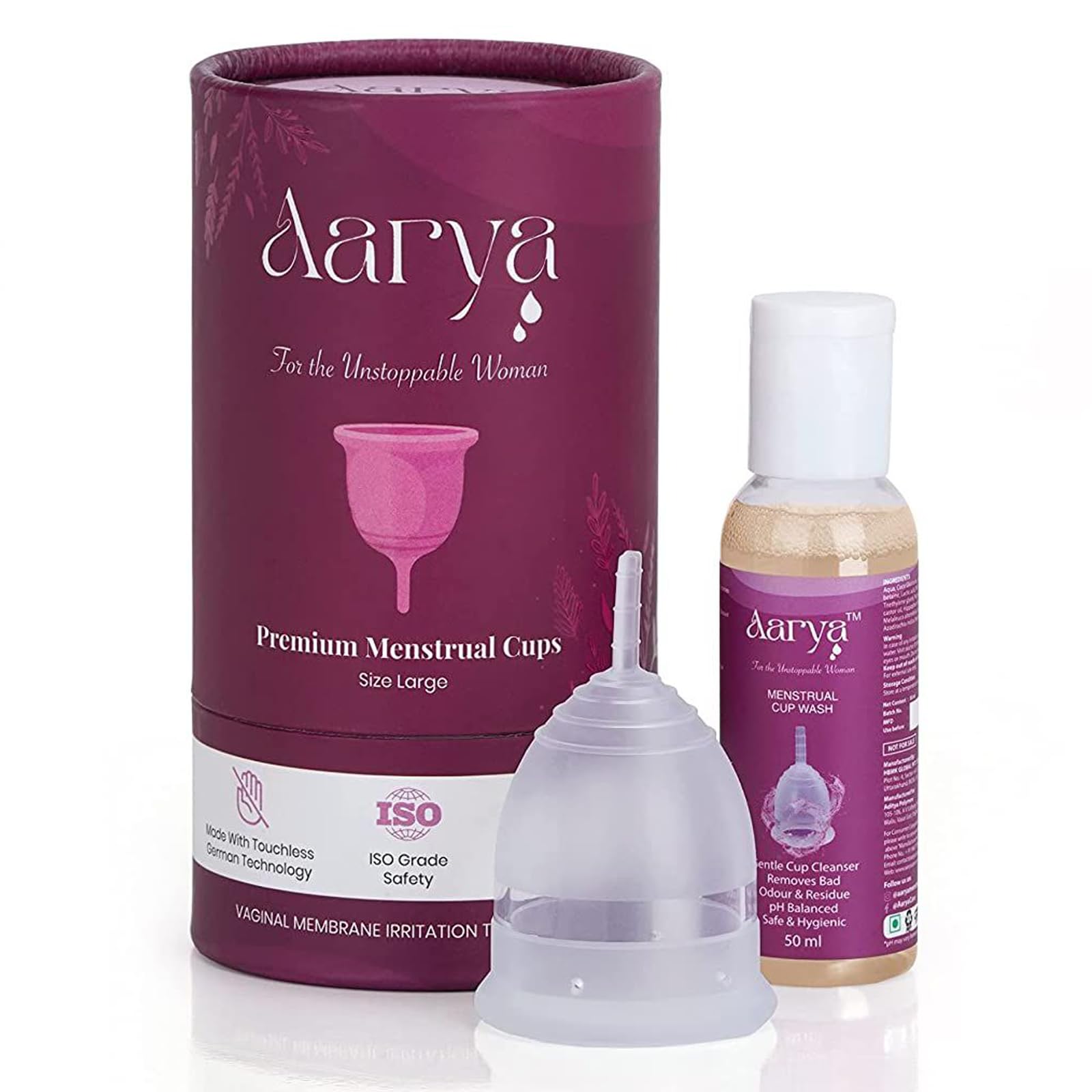 Sponsored Ad - Reusable Menstrual Periods Cup for Women with Cup Wash - Medical Grade Silicone | Comfortable Odour & Rash-Free | Upto 12 Hours Leakage Protection | FDA Compliance (Large 50ml)