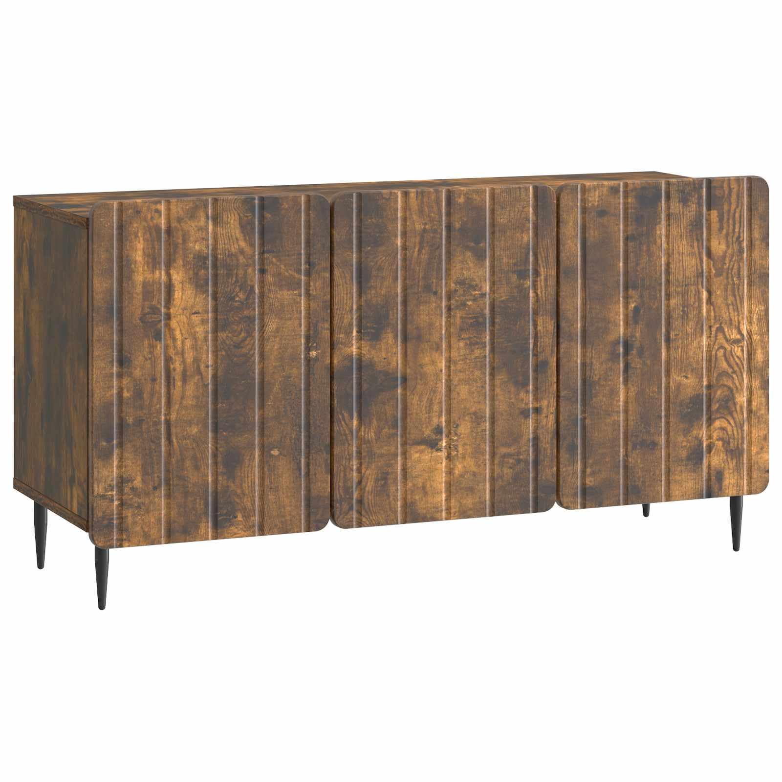 Mobile TV in rovere affumicato, 99 x 34,5 x 52 cm, moderno mobile basso in legno con 3 ante e gambe in acciaio, elegante mobile per soggiorno, fino a 60 kg