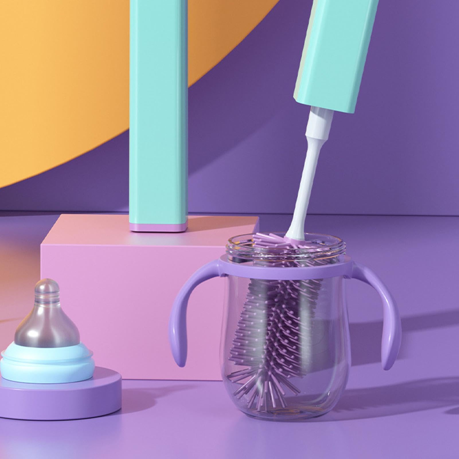 Goupillon Biberon Electrique Brosse à Biberon Électrique 4 Têtes - Nettoyage 360° 4 Vitesses - Batterie 1800mAh IP65 4 Vitesses Rotation