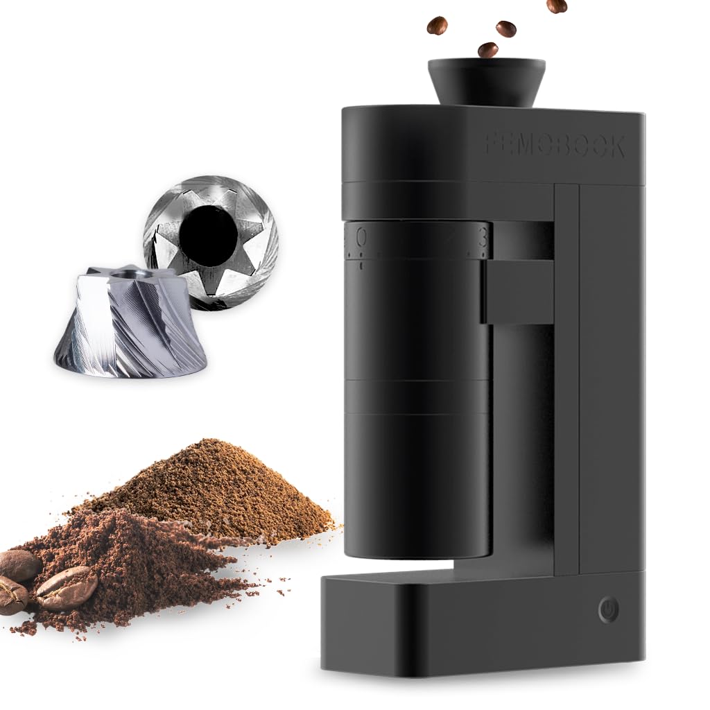 A5Molinillo de café eléctrico de muelas,versión con batería,negro | Recargable por USB, con muelas cónicas de acero inoxidable de 53 mm, para espresso y café de filtro