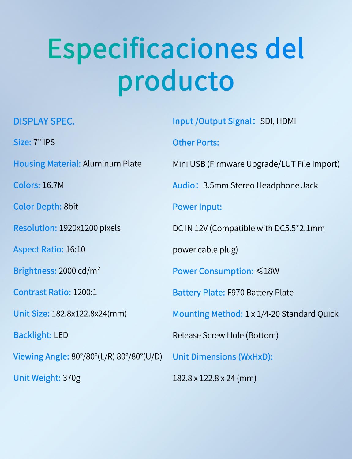 FEELWORLD T7S Pro Monitor de cámara de Aluminio de 7 Pulgadas y 2000nits 1920 x 1200 IPS 4K HDMI60Hz 3G-SDI Forma de Onda LUT HDR con batería F750 y Bolsa