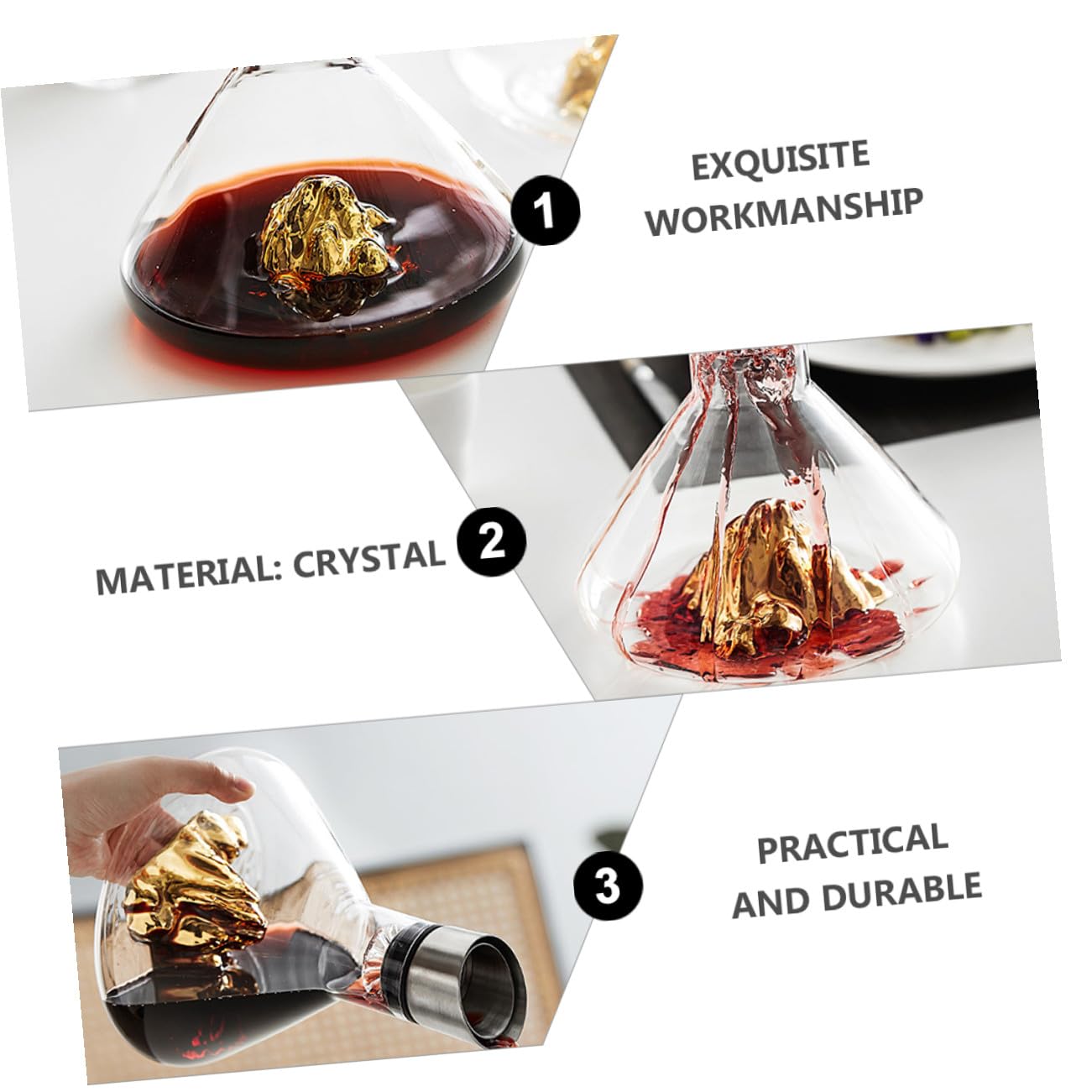 SUPVOX Decantador de Vino Rápido de Cristal Transparente 1500ml, Licorera Artesanal para Uso Casero, Diseño Práctico Boca Inclinada Adecuado para Mejorar Sabor en Degustación y Servicio