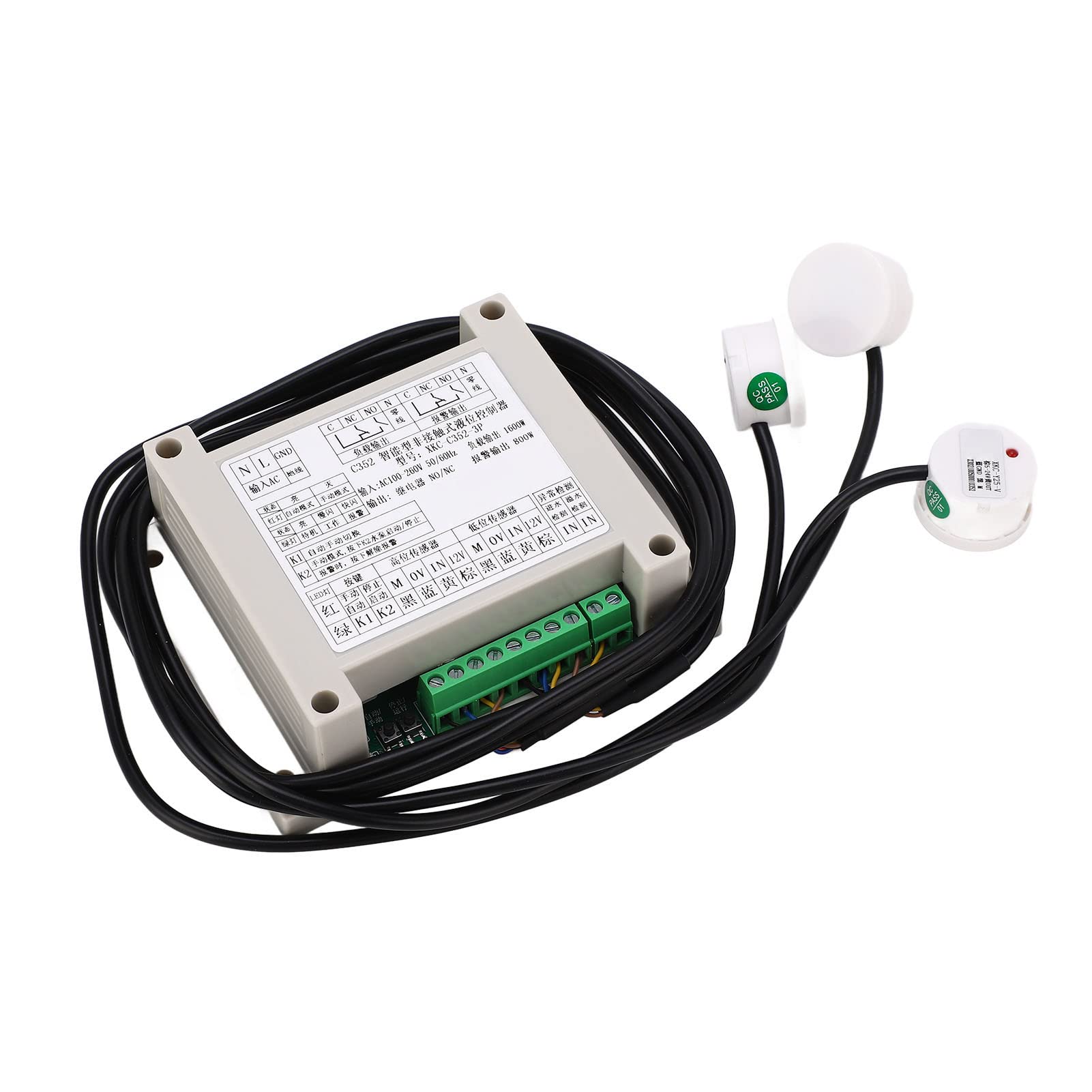 Aramox Contrôleur Automatique de Niveau d'eau, Contrôle Intelligent pour Le Remplissage du Réservoir, Sonde sans Induction, Alimentation Large Tension, Facile à Installer, Soit pour Remplir ou