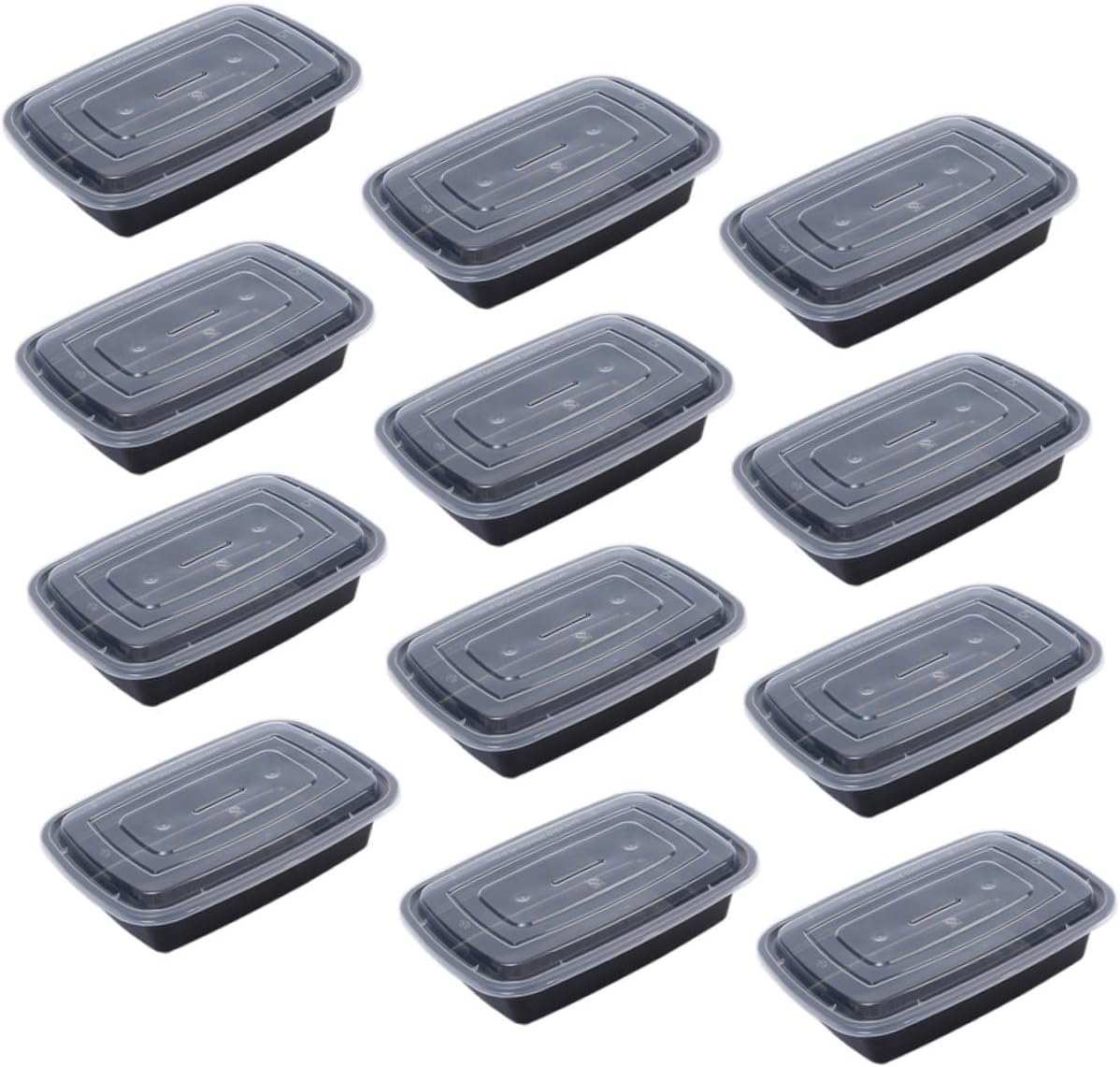 30pcs Black Plastic Food Storage Boxes with Lids, 750ml Square Takeout Containers for Meal Prep and Food Packing, Disposable Lunch Boxes for Adults and Catering Use Random Style