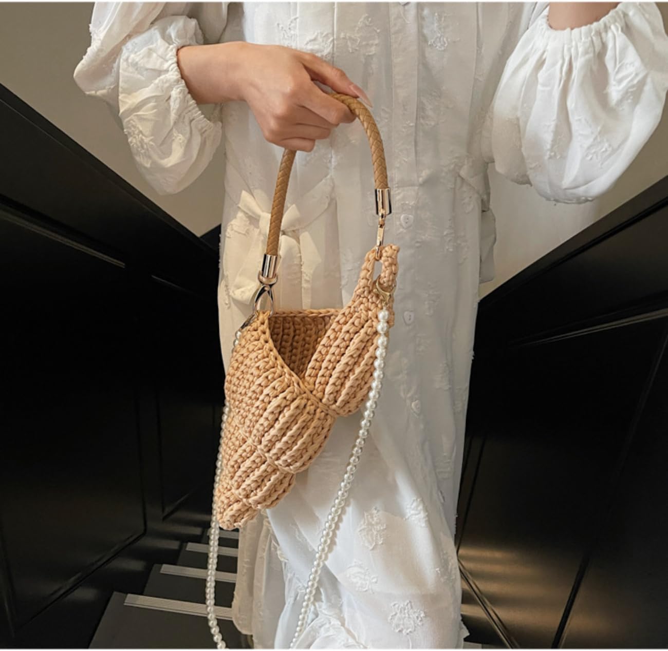 Jusavie Bohemia Crochet Handwoven Seashell Bag Women Boho Summer Beach Bag Evening Clutch Purses Shoulder Crossbody Bags 2026