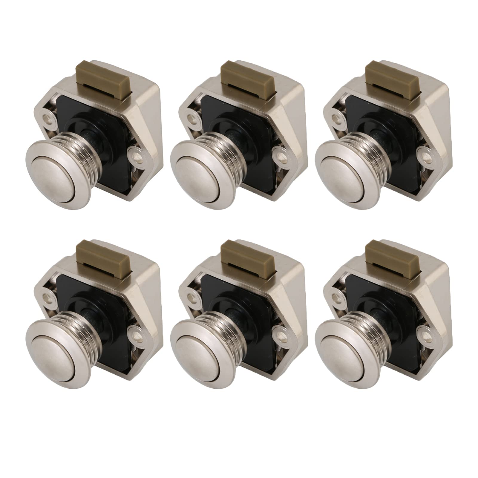 Cerradura de botón 6 piezas, pestillo de botón, botón de cierre emergente, cerradura de pestillo, cerradura for gabinete, RV, camión, barco, autocaravana, caravana, armario, cajón, perilla de puerta(P