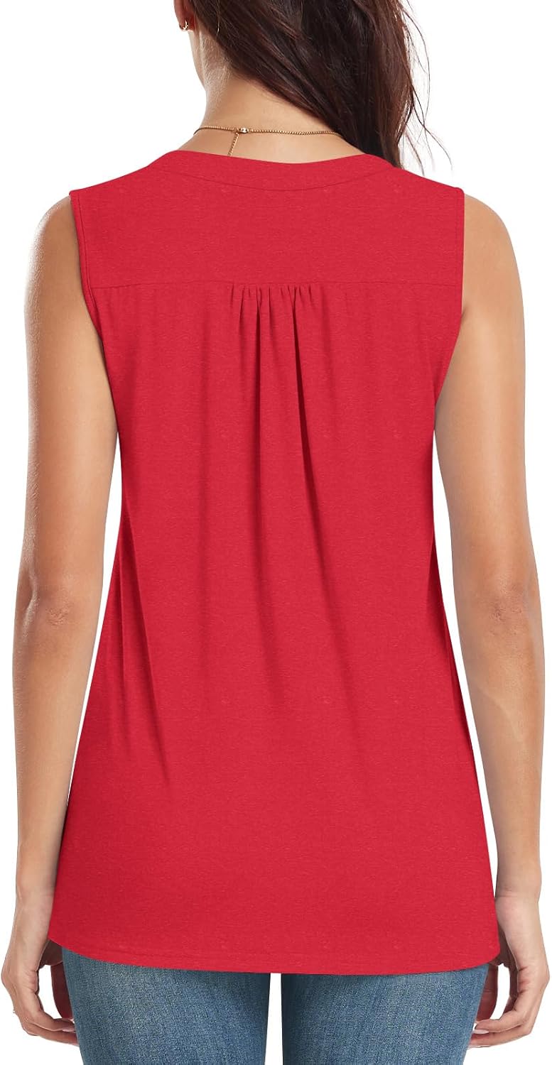 Bestbee Women's Tank Tops Dressy Casual 2025 Summer Blouses Business Shirts V Neck Sleeveless Tunic Tops - Image 5