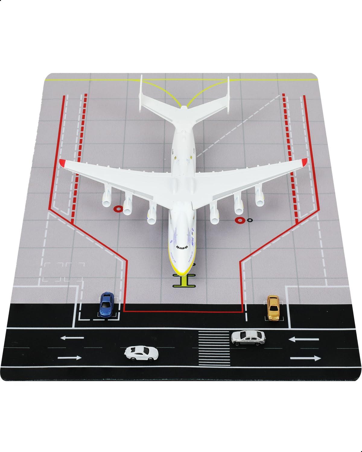 NUOTIE 1/400 Scale Antonov-225 Mriya Military Transport Aircraft Miniature Ukrainian Painting Metal Diecast Airplane Model with Metal Stand and an 11.8-inch Tarmac Mouse pad for Aviation Enthusiasts