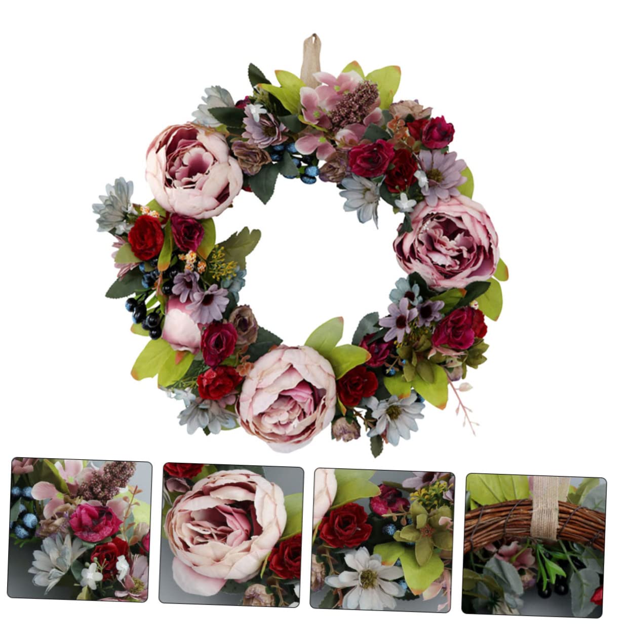 Ghirlanda Peonia Artificiale 1 Pezzo in Legno Plastico