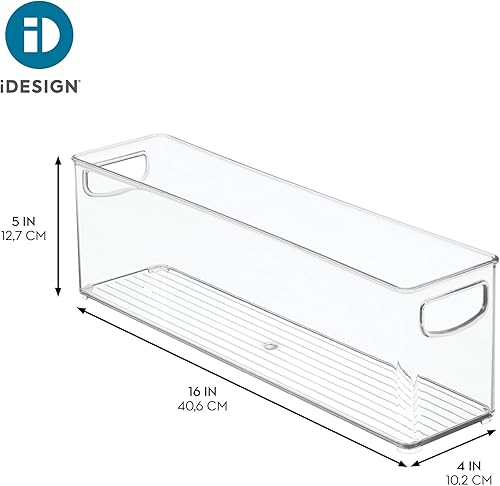 Miniatura 4 de iDesign Pequeños contenedores apilables con asas para despensa o refrigerador, juego de 4, transparentes, fabricados en Estados Unidos