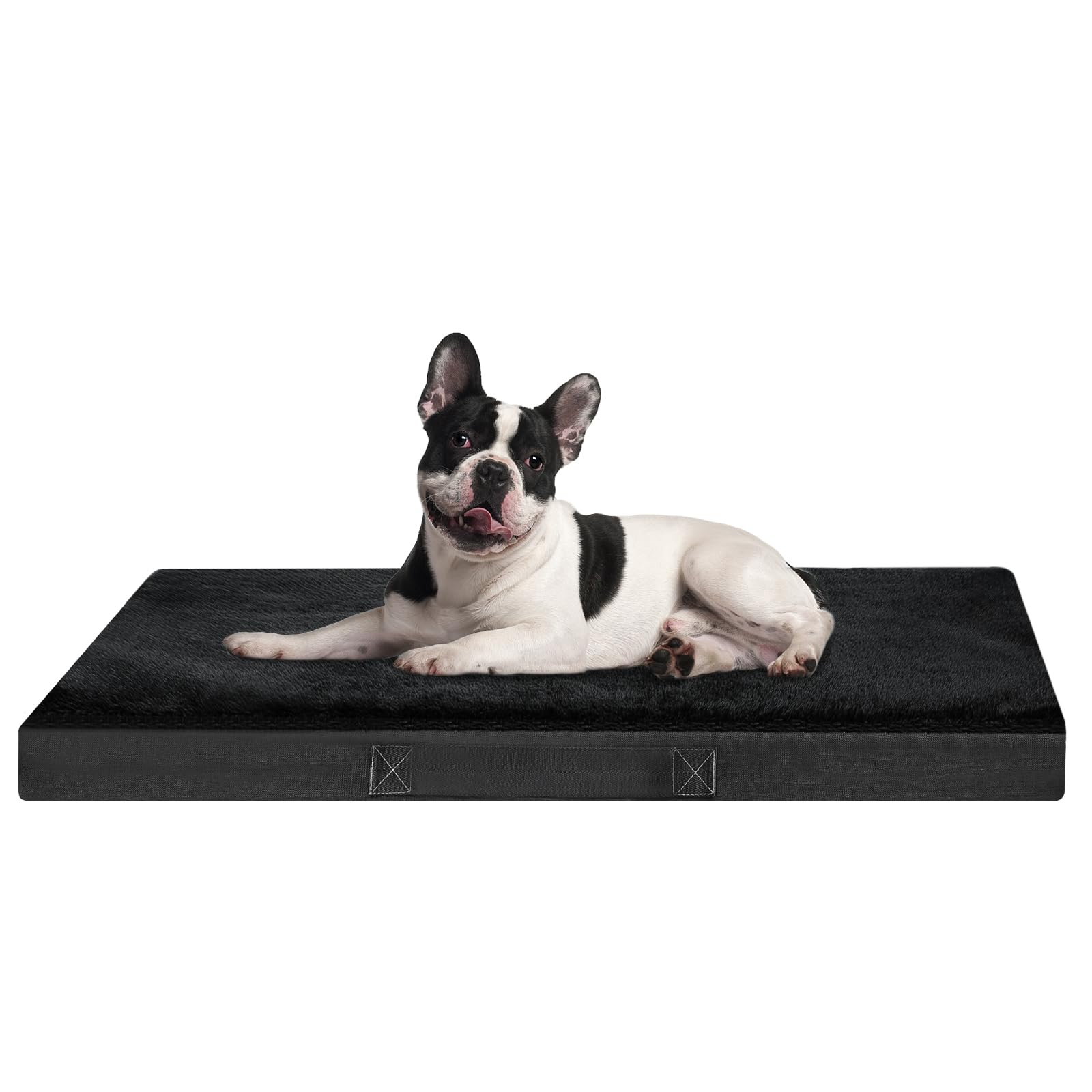 Nepfaivy Dog Bed Medium Washable - Waterproof Orthopedic Dog Bed and Mattress for Dog Crate, 75×50×7.5cm Soft Medium Pet Bed with Removable and Washable Plush Covers, Black