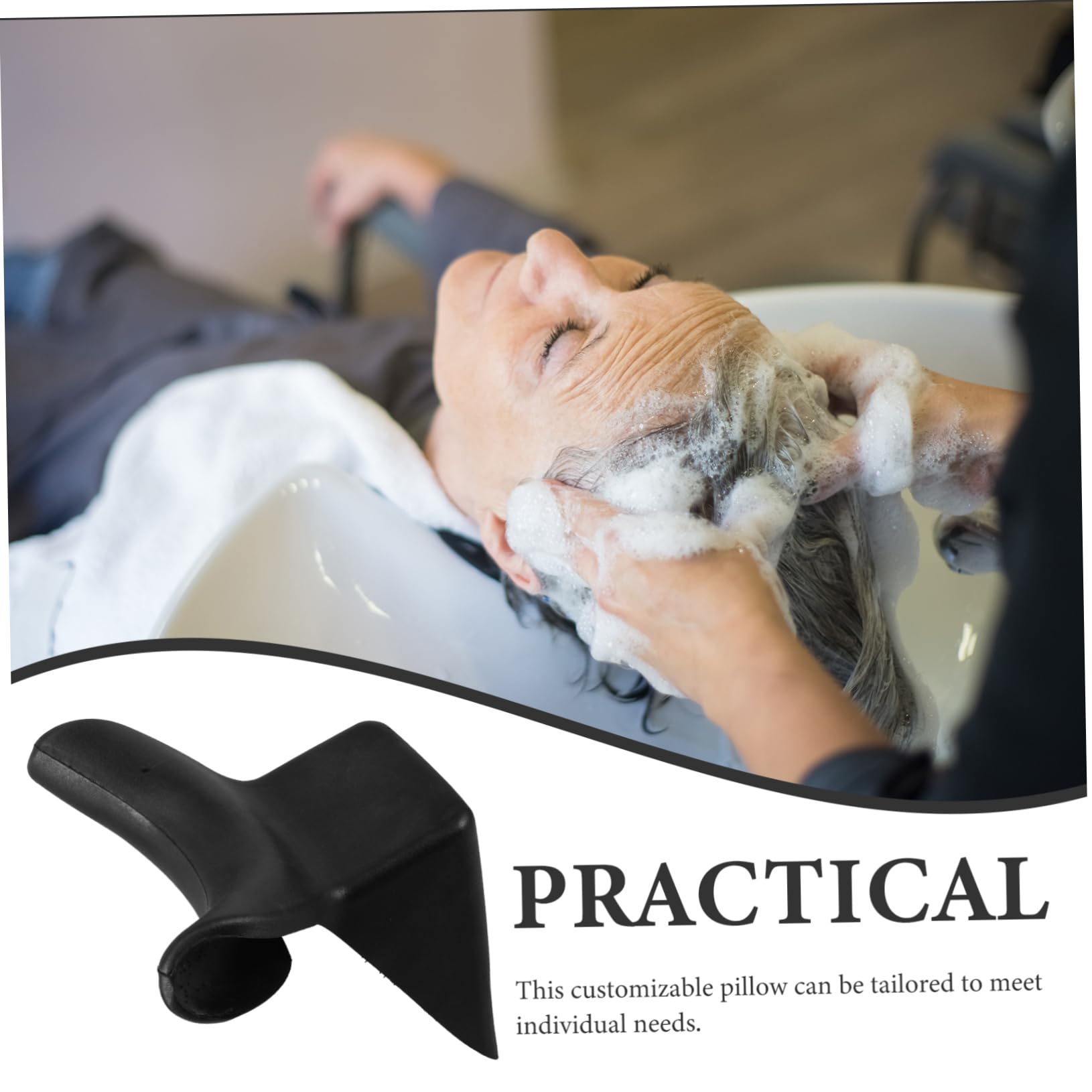 Oreiller de Spa Capillaire Noir en PVC PU, Coussin Corne