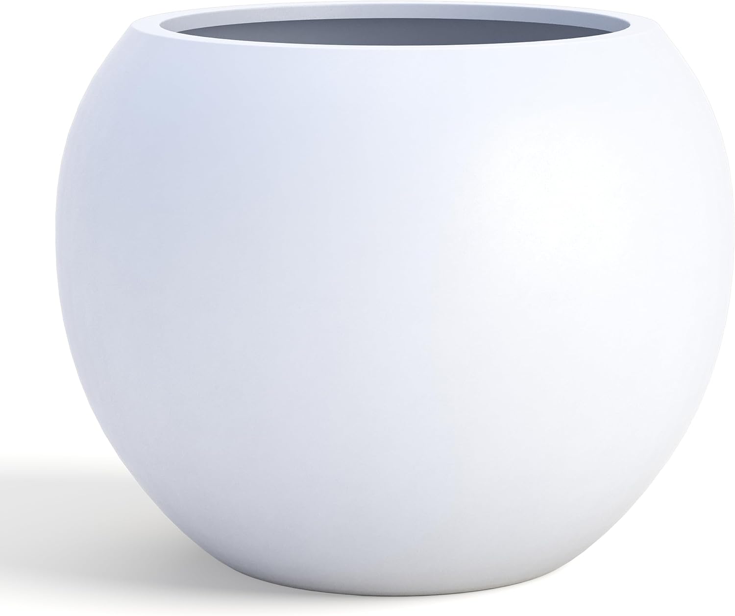 DTY Mount Sherman 12.6" D x 10'' H (Pot Opening 8.5") Fiberstone Round Planter with Drainage Hole, Smooth Finishes, Weather Resistant for Indoor and Outdoor, 2 Extra Coco Mats - White, Small