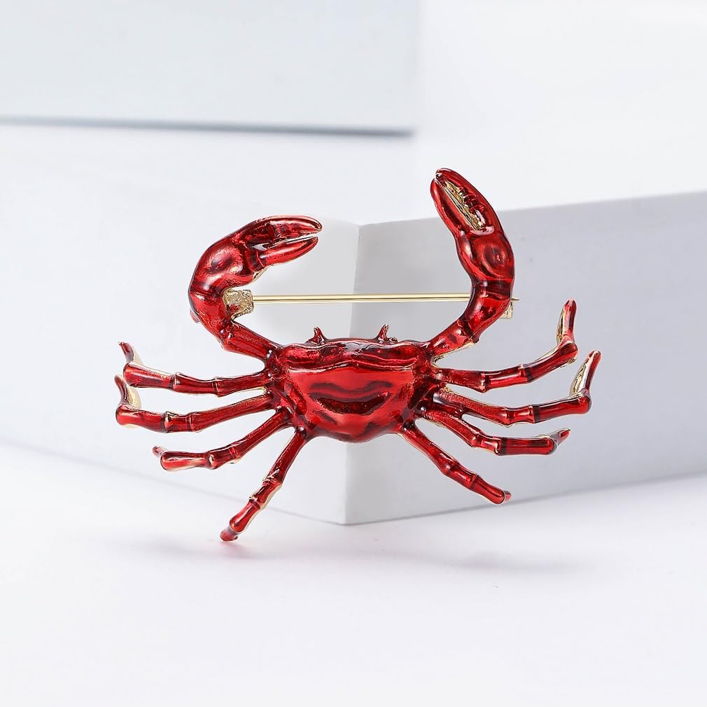 Crab Brooch Pins for Women, Ocean Crab Brooch Pin, Cute Shell Crab Animal Brooch Lapel Pin, Bohemian Beach Crab Brooches Pins for Women Hat Bag Suit Dress Accessories Jewelry - Image 5