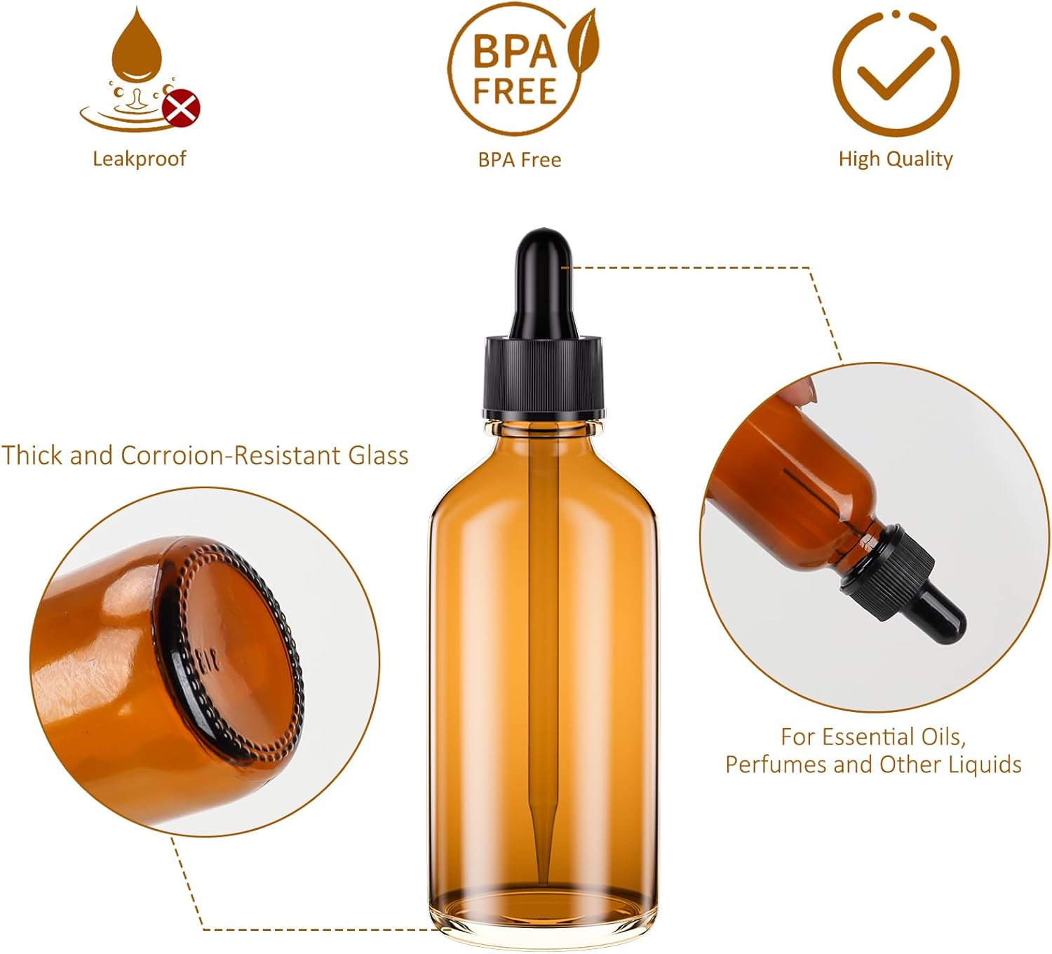 CycleMore 1oz Amber Glass Dropper Bottles 48 Pack Tincture Bottles with Eye Droppers, Two Plastic Funnels and Labels Glass Essiential Oil Bottle for Chemistry Lab Chemicals, Perfumes & More Liquids