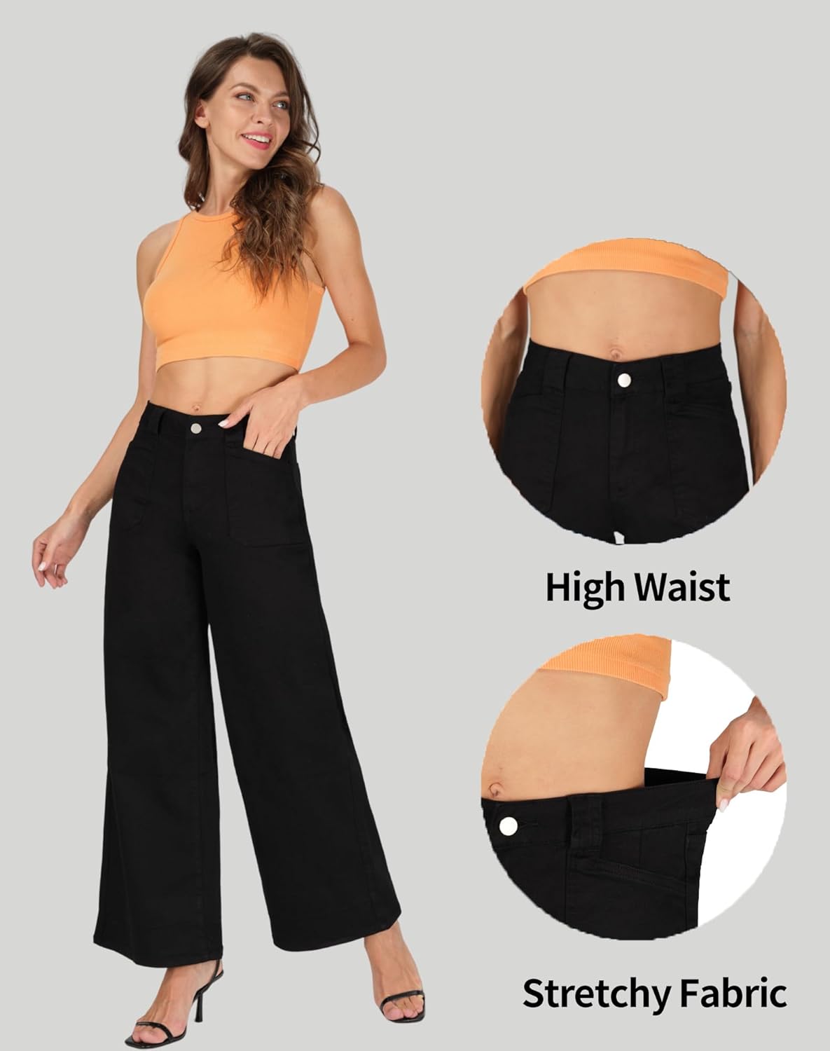 Wide Leg Jeans for Women High Waisted Stretchy Baggy Casual Denim Pants - Image 5
