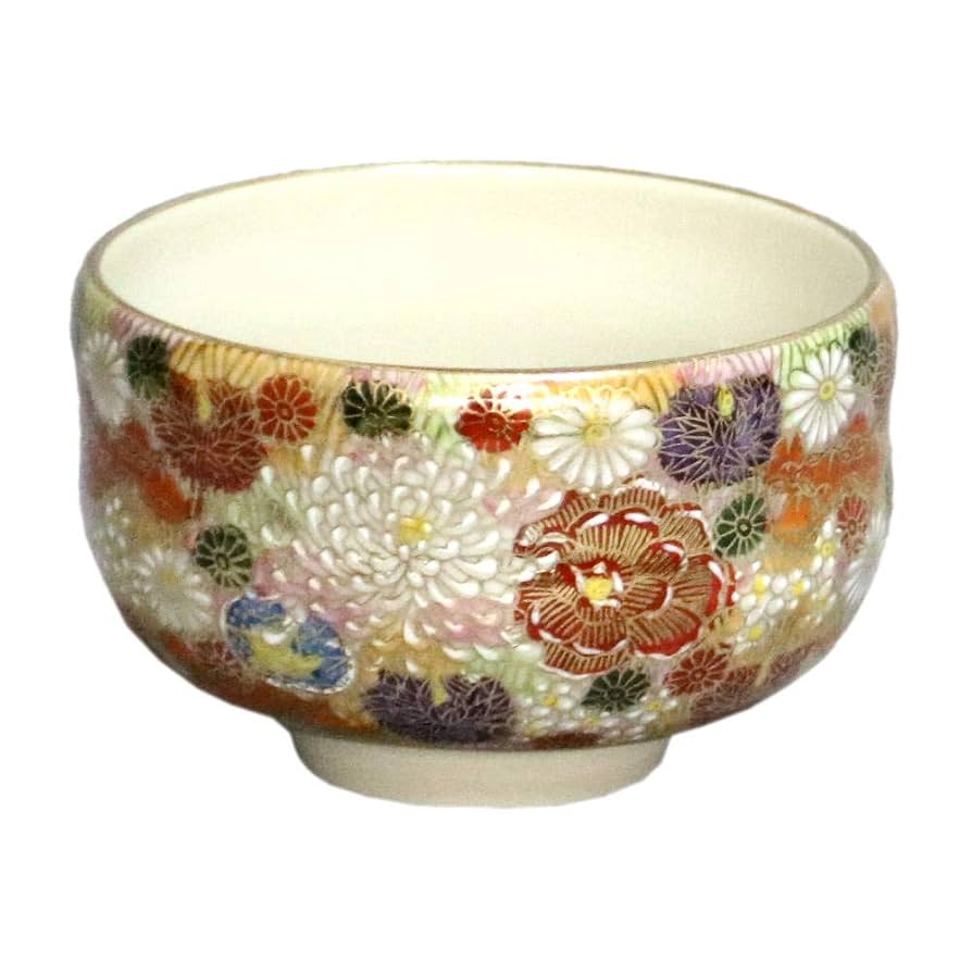 茶道具九谷の茶碗A426 Amazon | 九谷焼 抹茶碗 本金花詰 (化粧箱入り) ‖ 磁器 径11.5