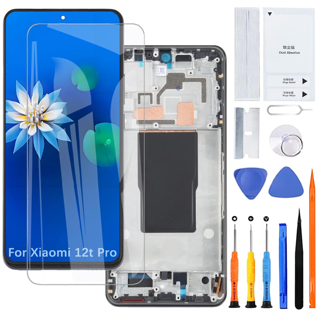 H&LYCYJ Pantalla LCD de repuesto para Xiaomi 12t Pro TFT 22081212UG 22081212G (negro con marco, sin huellas dactilares)