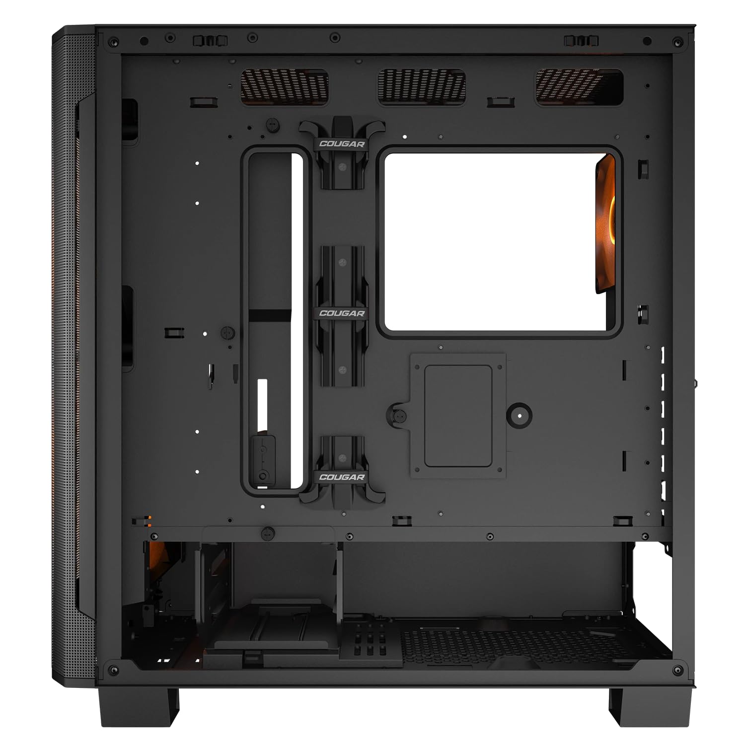 COUGAR Caja de torre media Airface Flow, máximo 10 ventiladores, 2 ventiladores frontales ARGB PWM de 180 mm, soporta hasta 360 mm AIO, enfriador de aire de 190 mm, filtro de polvo deslizante rápido