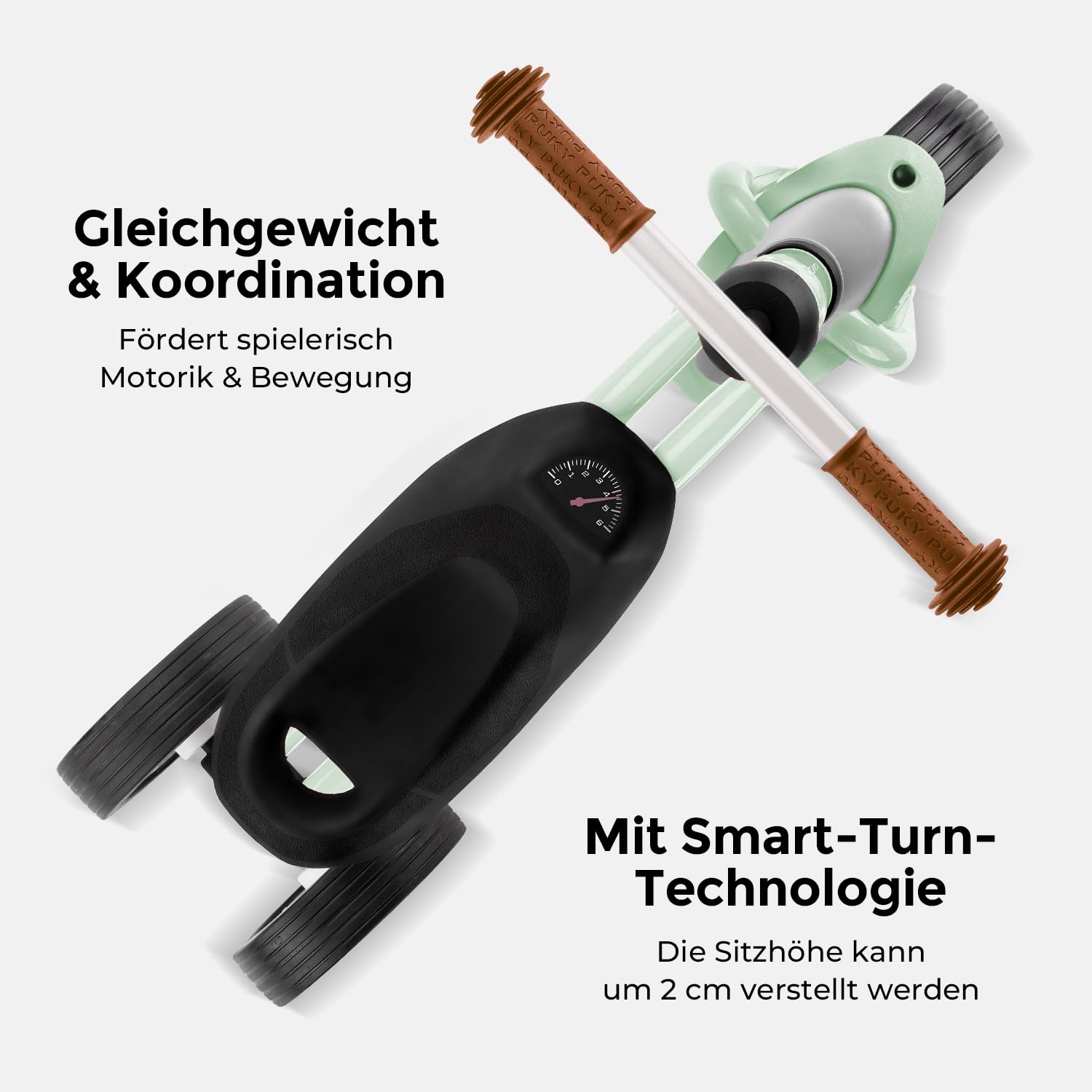 PUKY PUKYMOTO Laufrad Pastell Green | Dreirad & Kinder Fahrrad für Jungen und Mädchen ab 1,5 Jahren | Mitwachsend | Ideal als erstes Balance-Fahrzeug | Brücke zwischen Rutschfahrzeug und erstem Rad