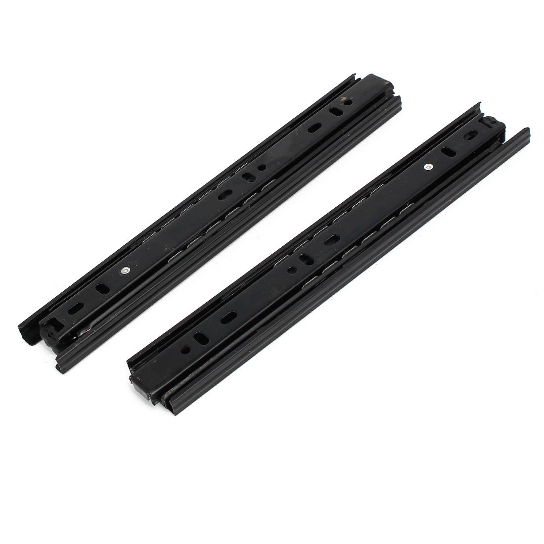 Aexit 10'' Length Cabinet Hardware 35mm Width 3-Section Ball Bearing Drawer Slides Rail Drawer Slides Black 2pcs