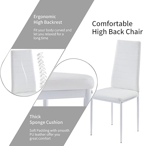 Miniatura 5 de ROOIOME Juego de 2 sillas de comedor de poliuretano con asiento acolchado, sillas de cocina modernas, juego de 2 sillas de mediados de siglo para