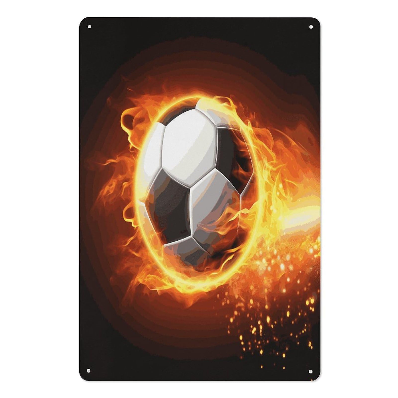 Adfgyerh Style Soccer Flame(1) Tin Sign Hanging Art Prints,Wall Decor For Gifting And Party Decoration 7.9X11.8 Inch,Wall Art For Home Garden Greenhouse Living Room Bedroom Yard