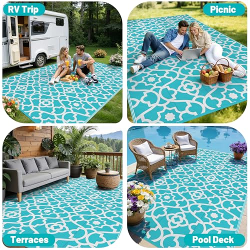 Tapete exterior reversible impermeable 9x12 pies miniatura 6
