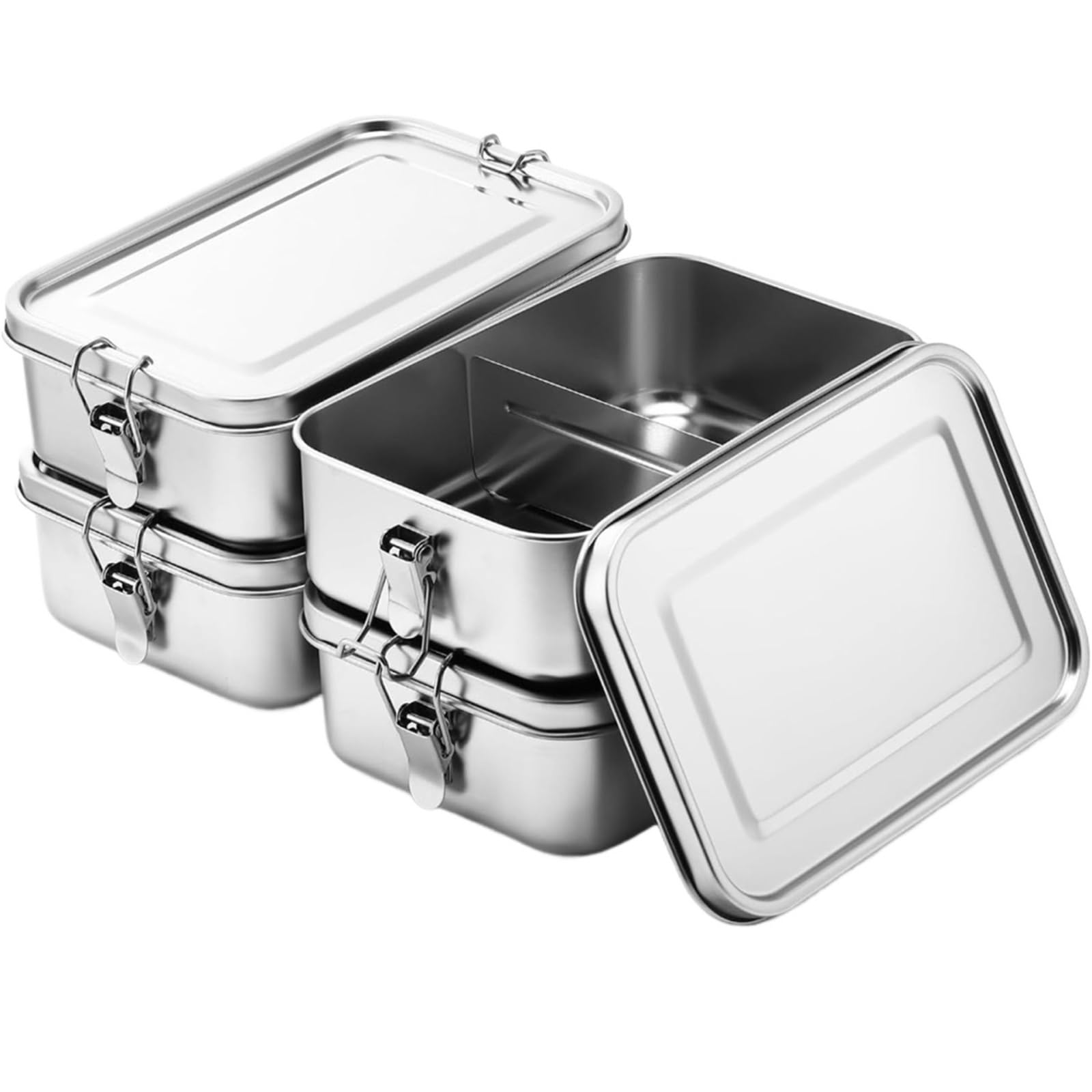 4PCS 1200ml Boîte à lunch en acier inoxydable 304 Pour La Nourriture