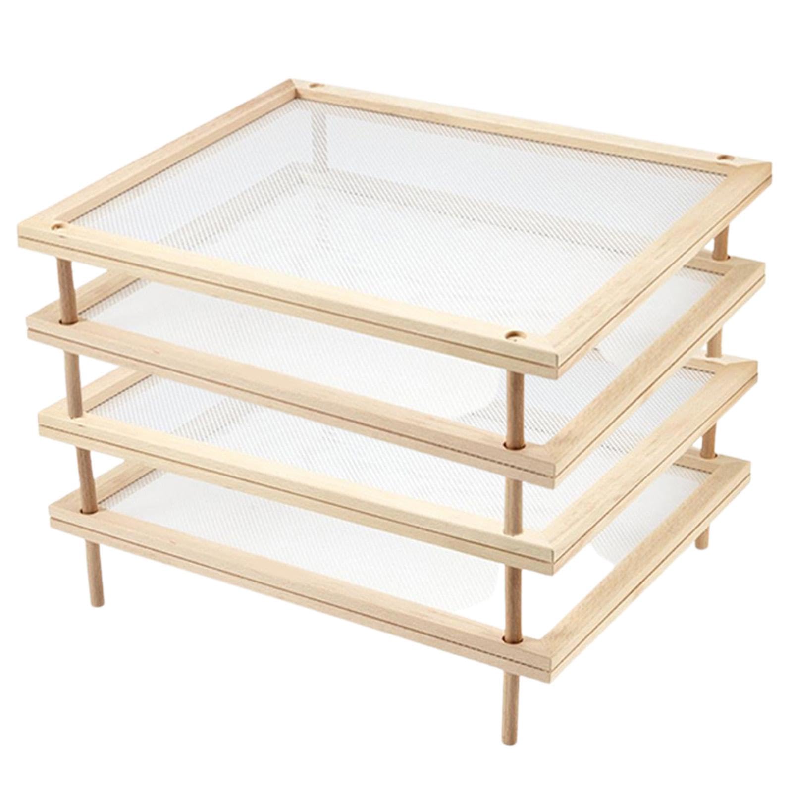 Essiccatore per alimenti in legno - Stendino per pasta Supporto per noodle, Stendino per pasta con rete | Scaffale per frutta aperto in legno lucido con circolazione 'aria, sano e sicuro, risparmi