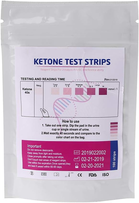 100pcs/1set Ketone Reagent Testing Urine Antivc URS1K Test Strips Urinalysis Home Ketosis