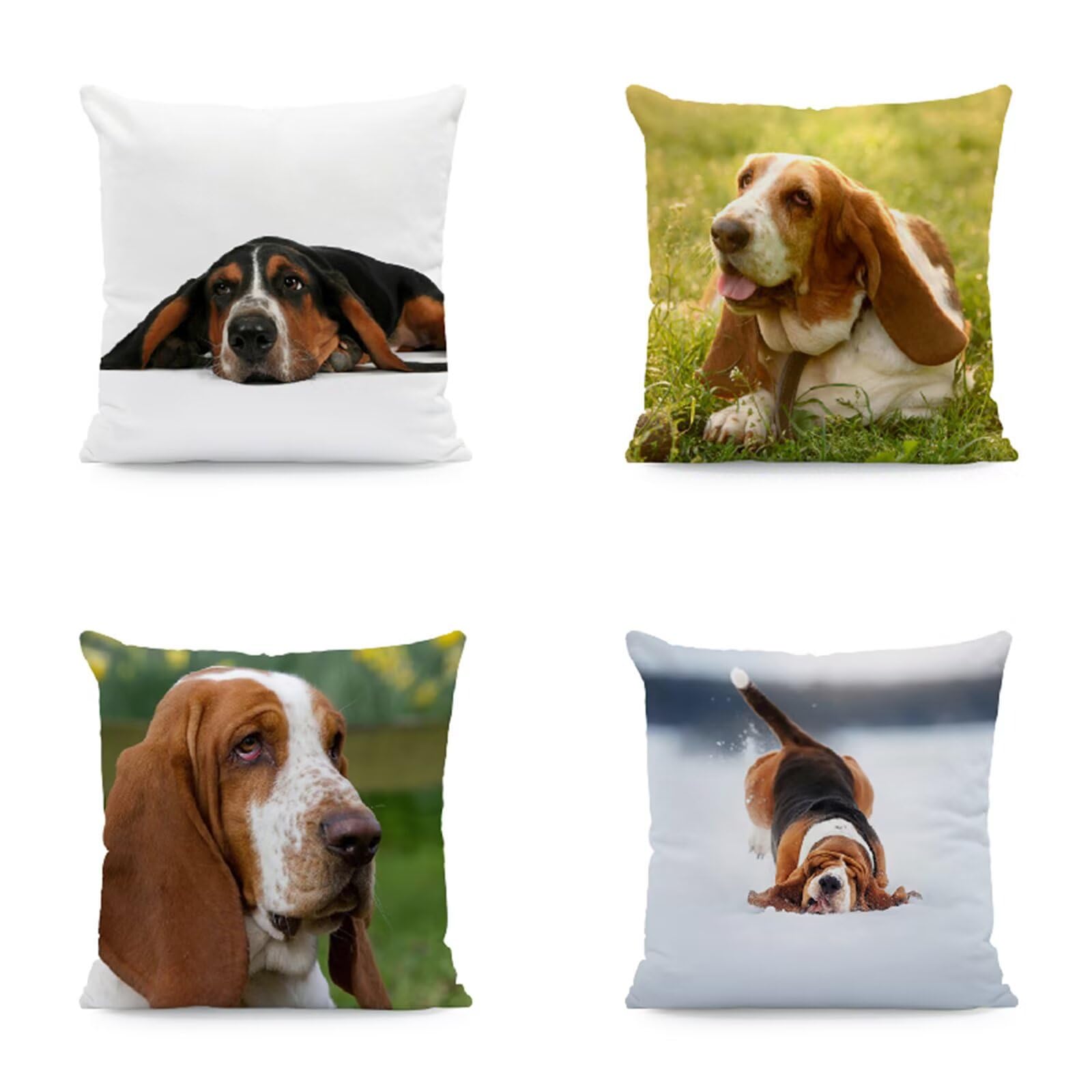 Fundas Cojines 50x50cm, 4 Piezas Animal Perro Fundas Cojines Sofa Decoracion, Plaza Doble Cara Suave Funda Cojines Decorativos para Sala Sofá Estar Dormitorio Regalo, con Cremallera Oculta R-732