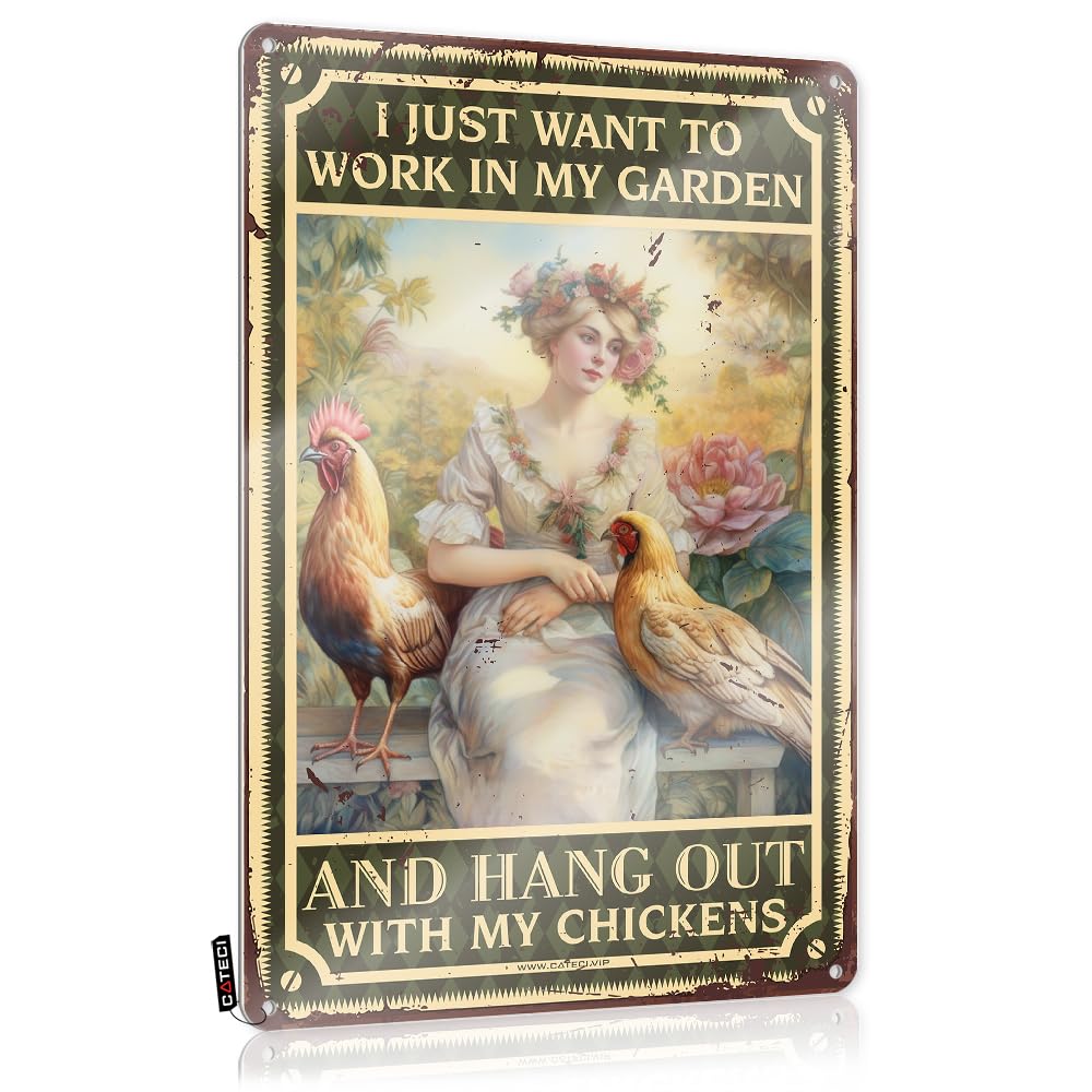 Farm Chicken I Just Want To Work In Metal Tin Sign/Room Decor For