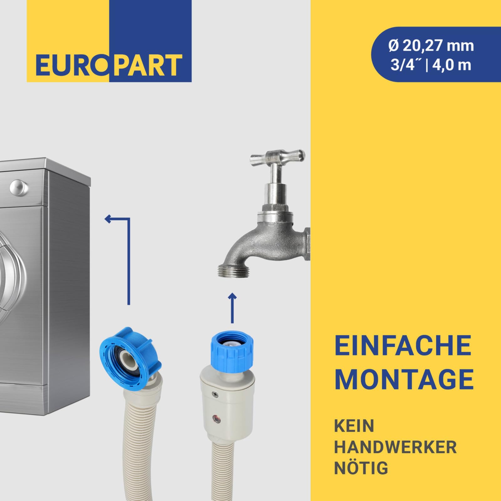 LUTH Premium Profi Parts Manguera de entrada Aquastop 4,0 m 25 °C universal para lavadora y lavavajillas