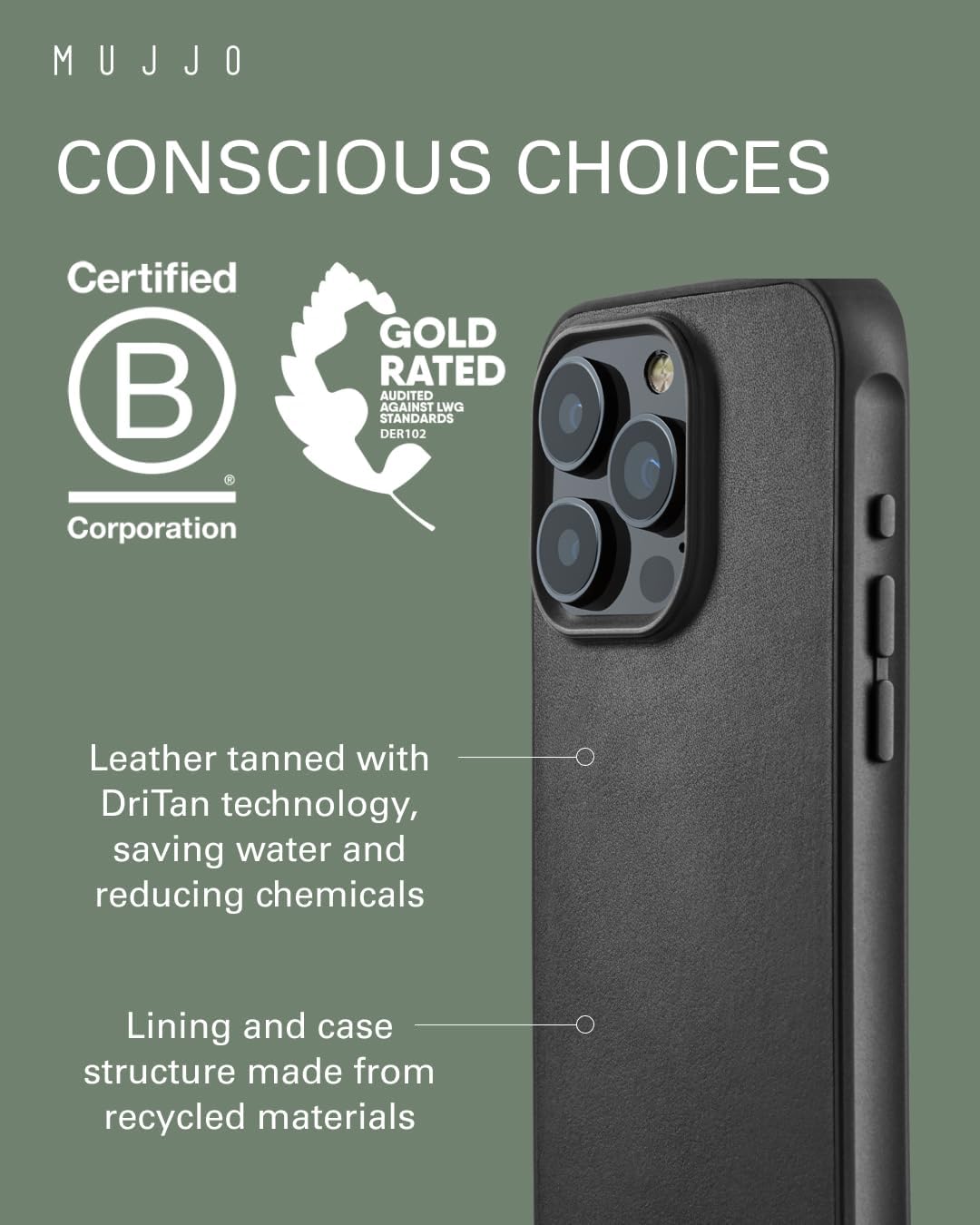 Mujjo Shield Leather Phone Case, Fits iPhone 15 Pro, Ultimate Impact Resistance, Premium European Leather Case - Image 3