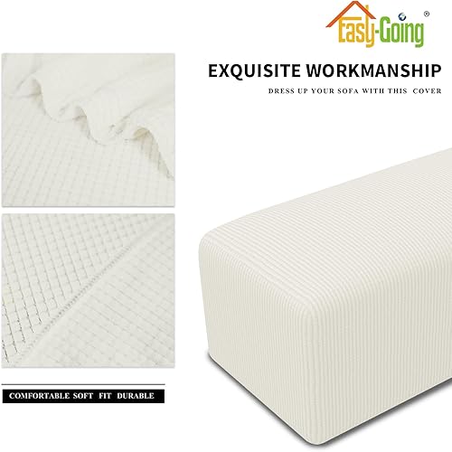 Vista 448 de Easy-Going - Funda elástica para taburete otomano, funda protectora para muebles, funda rectangular con parte inferior elástica Beige
