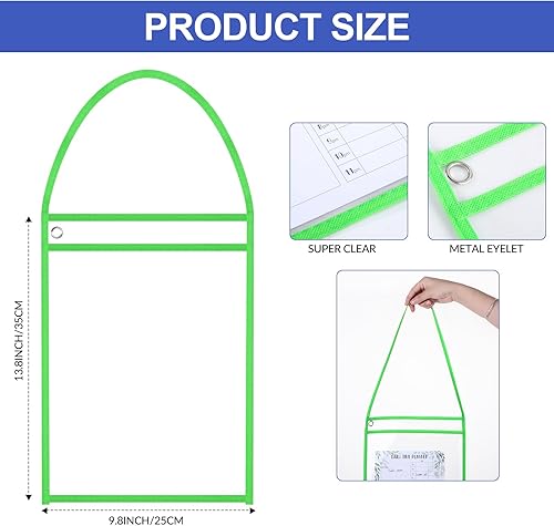 Miniatura 2 de TaoBary Soporte para boletos de trabajo con correa para colgar, soporte para documentos cosido, fundas de plástico para fijar a archivadores de