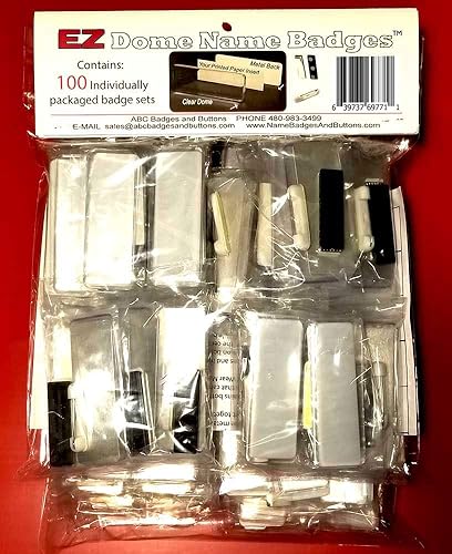 Miniatura 2 de Paquete de 100 insignias con nombre de cúpula de 1 x 3 pulgadas, incluye imanes y sujetadores de pasador
