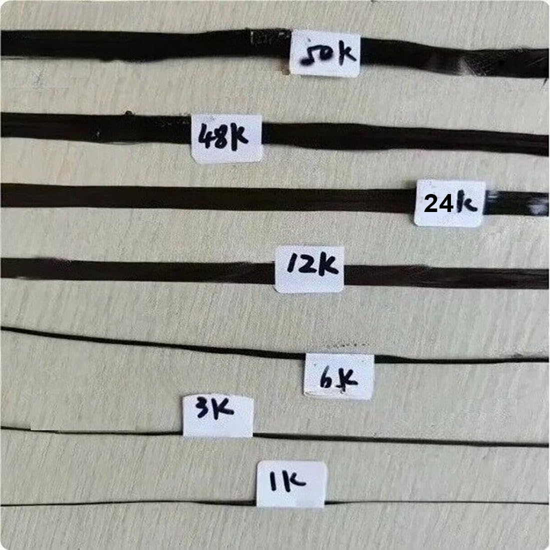Taśma z włókna węglowego 3K 6K 12K 24K 48K 50K Ciągła taśma z przędzy żarnikowej 30M(3Kx30M)