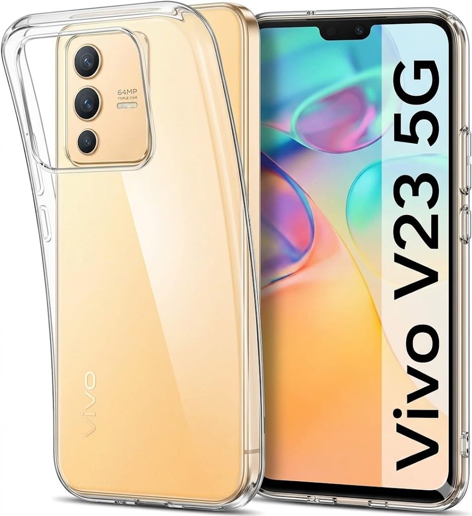 JANAK RAJ Soft Crystal Clear Back Case Cover Compatible with Vivo V23 5G| 100% Transparent Shockproof Silicone 360 Protective Design - Clear