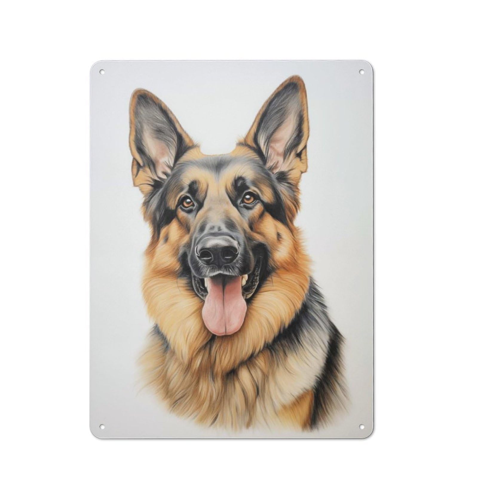 Junmoney Style-23 Industrial Metal Sign With German Shepherd Dog Design 40X30cm, Clean Industrial Urban Room Decor For Flat, Bar, Studio Or Gallery Wall