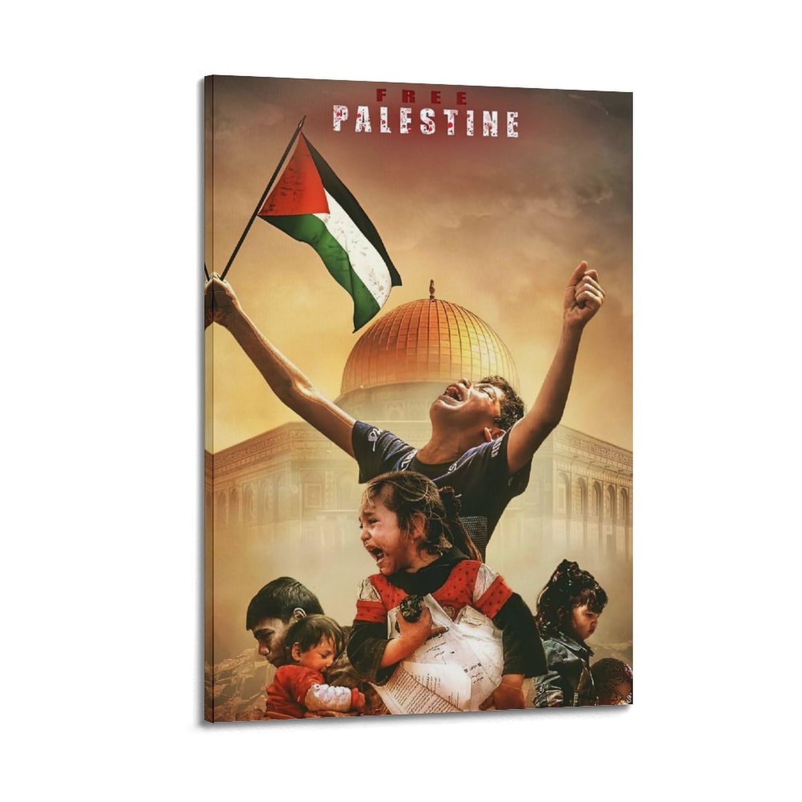 XKUGA Anti War Solidarity Poster Gaza Palestinian Catastrophe Modern Decorative Canvas Prints - Ideal Wall Art for Family, Man Cave, Game Room, Boys & Girls Bedroom 24x36inch(60x90cm)