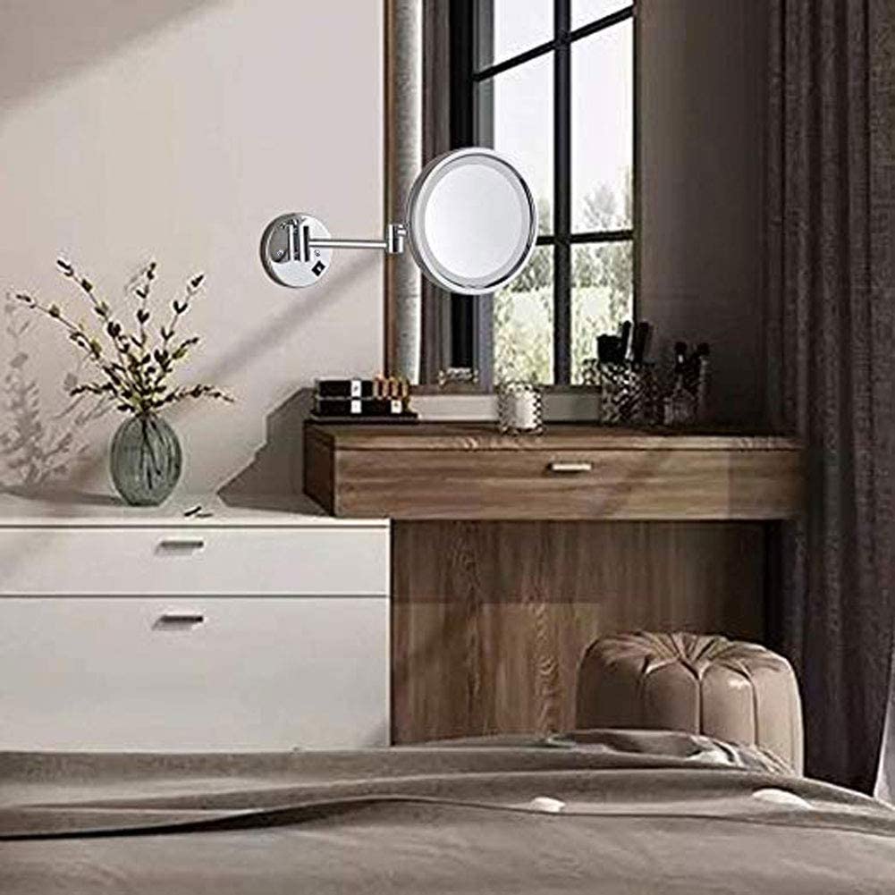 Specchio da trucco da parete, Specchio cosmetico da bagno con specchio allungabile 8(Plug)